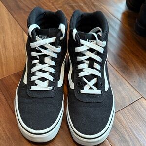 Vans Black and White Mid-Top Sneakers